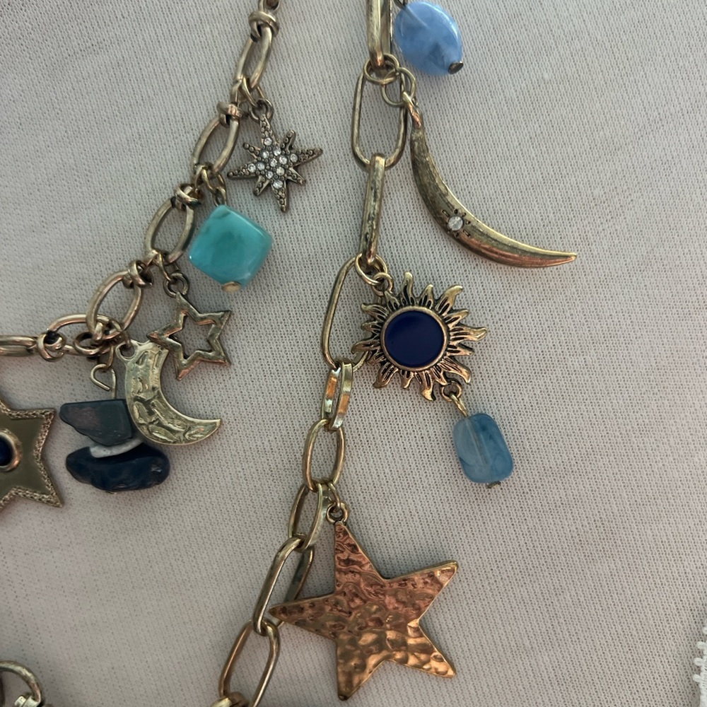 Free People Stargirl Maxamillion Gold and Blue Celestial Charm Necklace - Picture 5 of 5